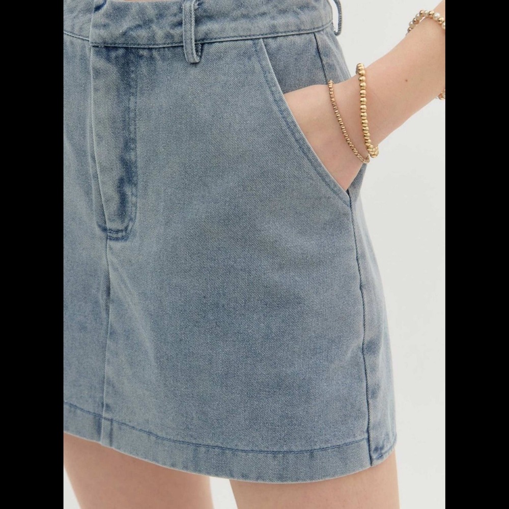 Entro NWT Denim Dash Skort Light Wash Blue‎ Mini Skirt Jean Shorts Women's Small - Picture 13 of 14